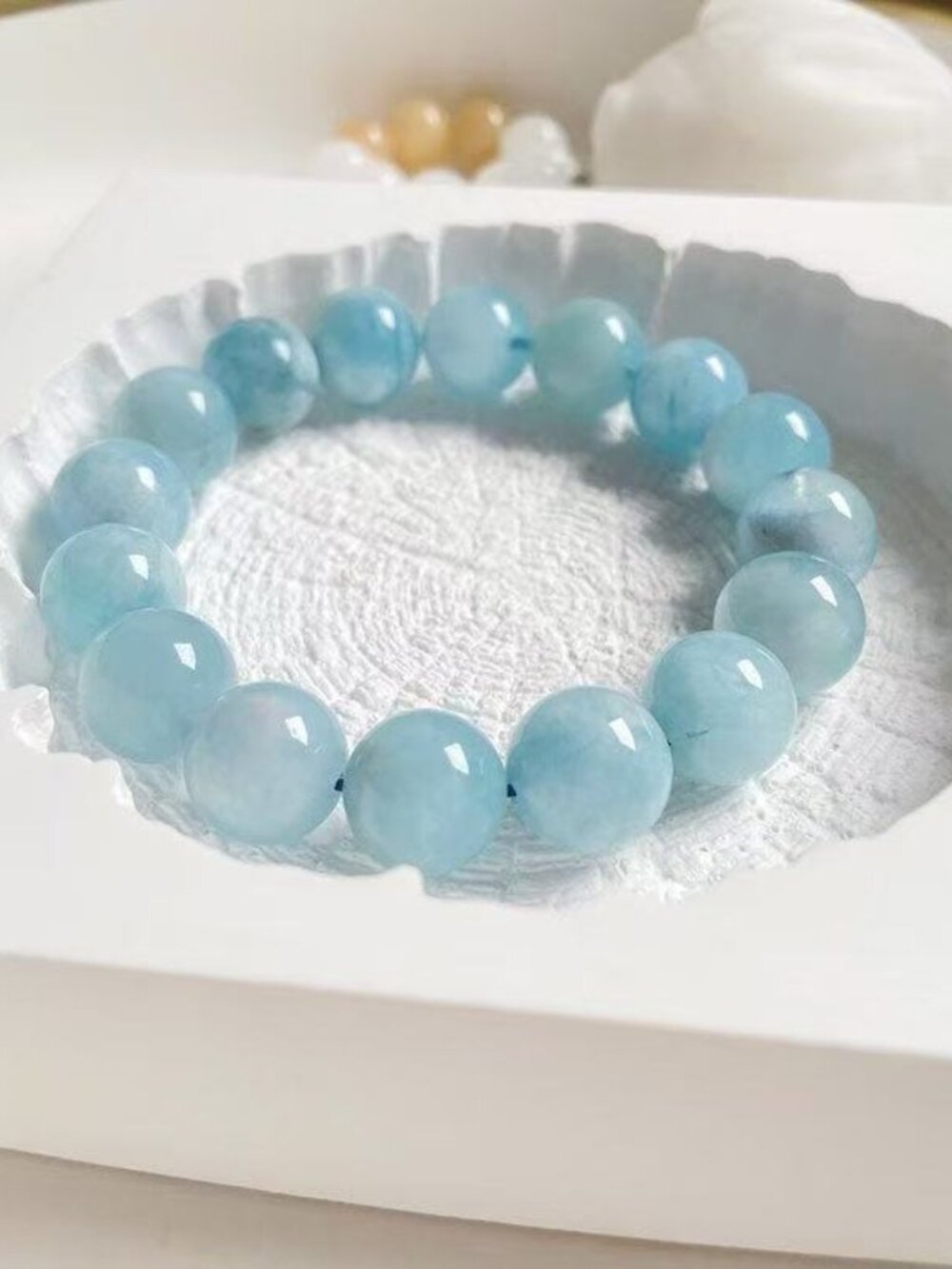 Aquamarine Blue Crystal 8mm Beads Healing Reiki Balance Stretch Women Bracelet